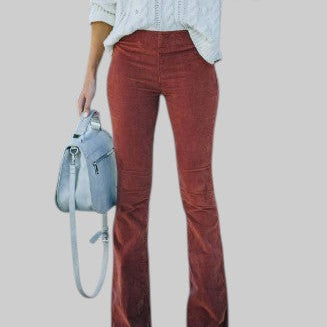 NINA | KORDUROVÉ MATERIÁLOVÉ VYSOKÉ PASOVÉ KALHOTY