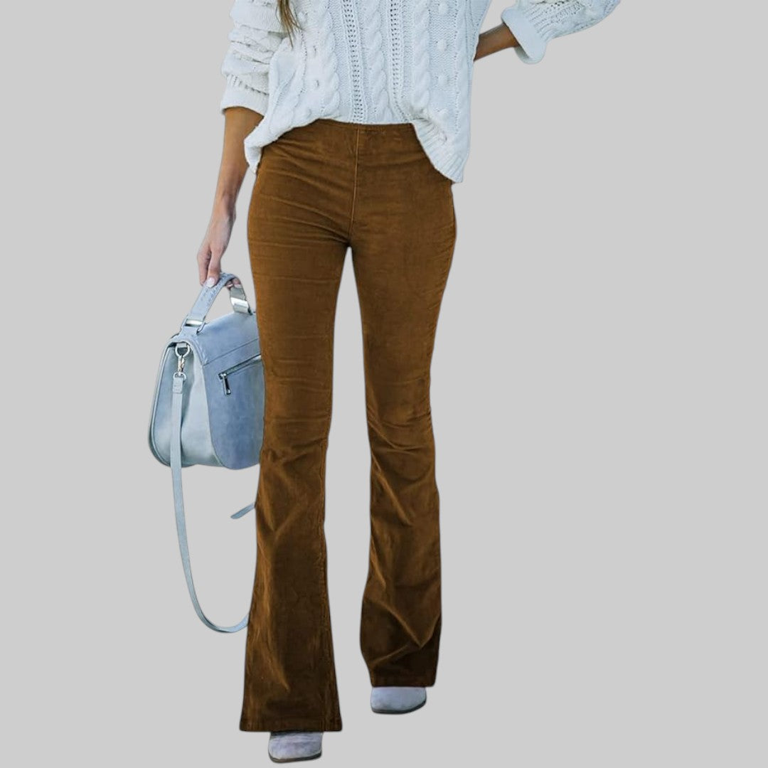 NINA | KORDUROVÉ MATERIÁLOVÉ VYSOKÉ PASOVÉ KALHOTY