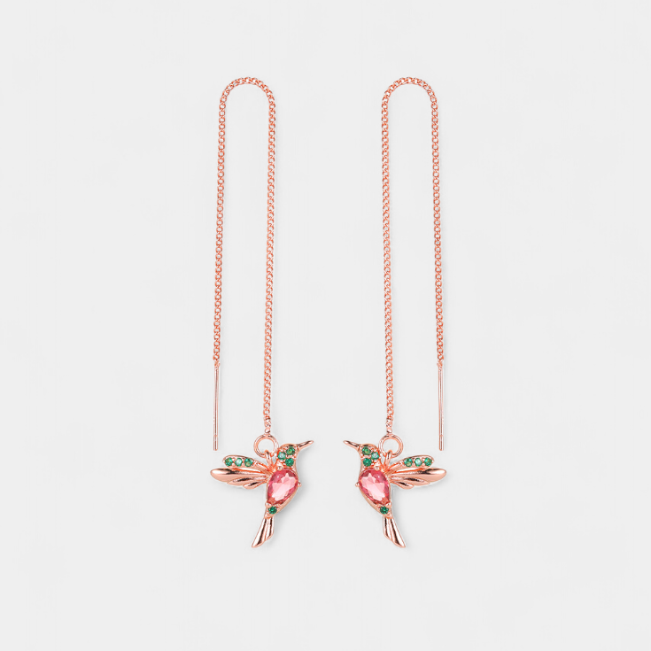 NÁUŠNICE S MOTIVEM PTÁKA A SMÍŠENÝMI ZIRKONY